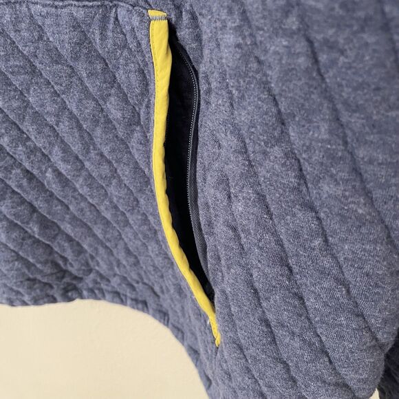 Orvis Women’s L Quilted Pullover 1/4 Snaps Zip Pockets Blue Yellow Sweatshirt - Picture 7 of 12